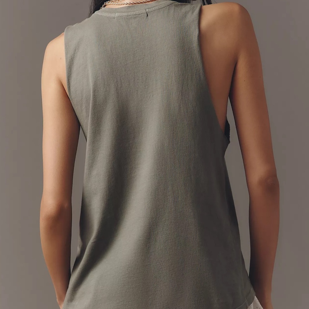 NWT Anthropologie Letluv Beach Boys Tank Top Olive Green size XS, S - Picture 2 of 9